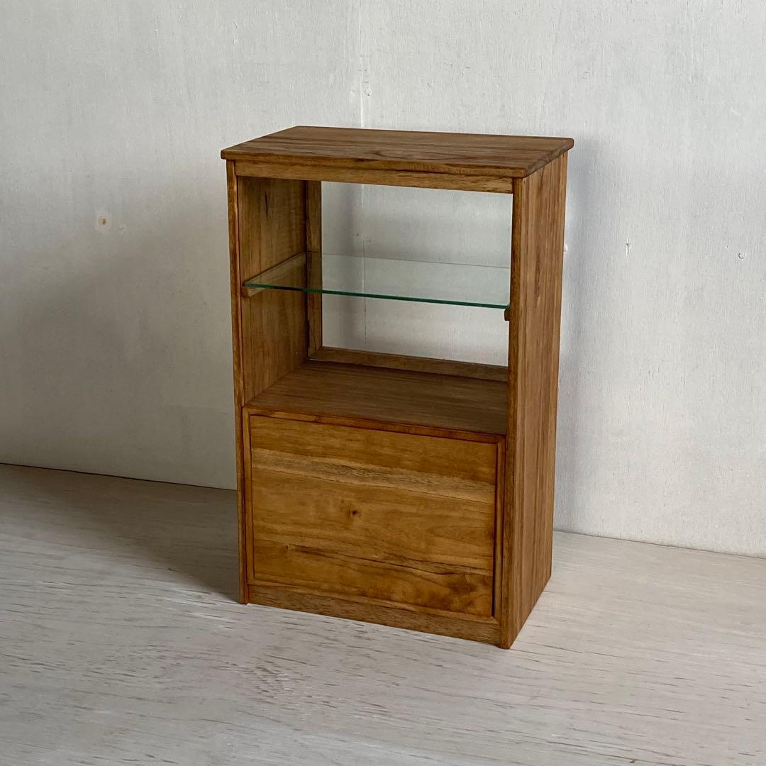 g306 木製ガラスケース 引き出し付き 卓上 ショーケース 小物入れ