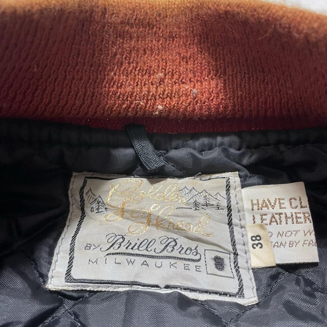 70s GOLDEN THREAD BRILL BROS 袖革 スタジャン