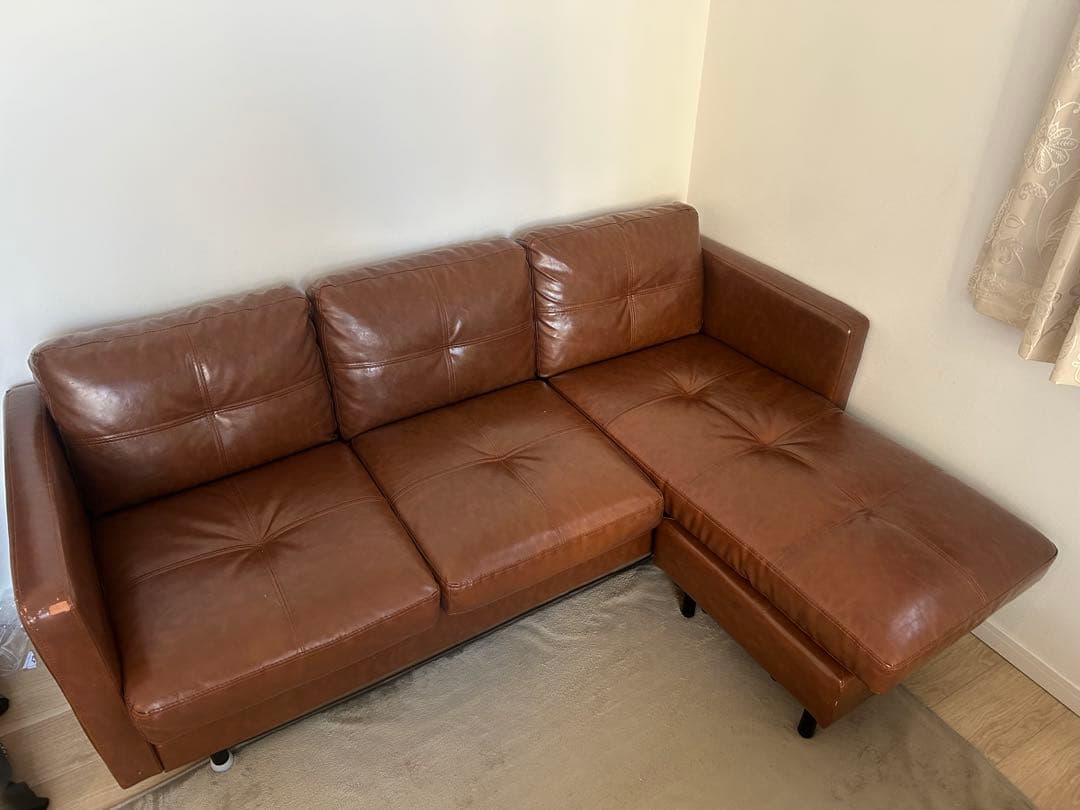 カルロス　3人掛けL字ソファ　オットマン付き