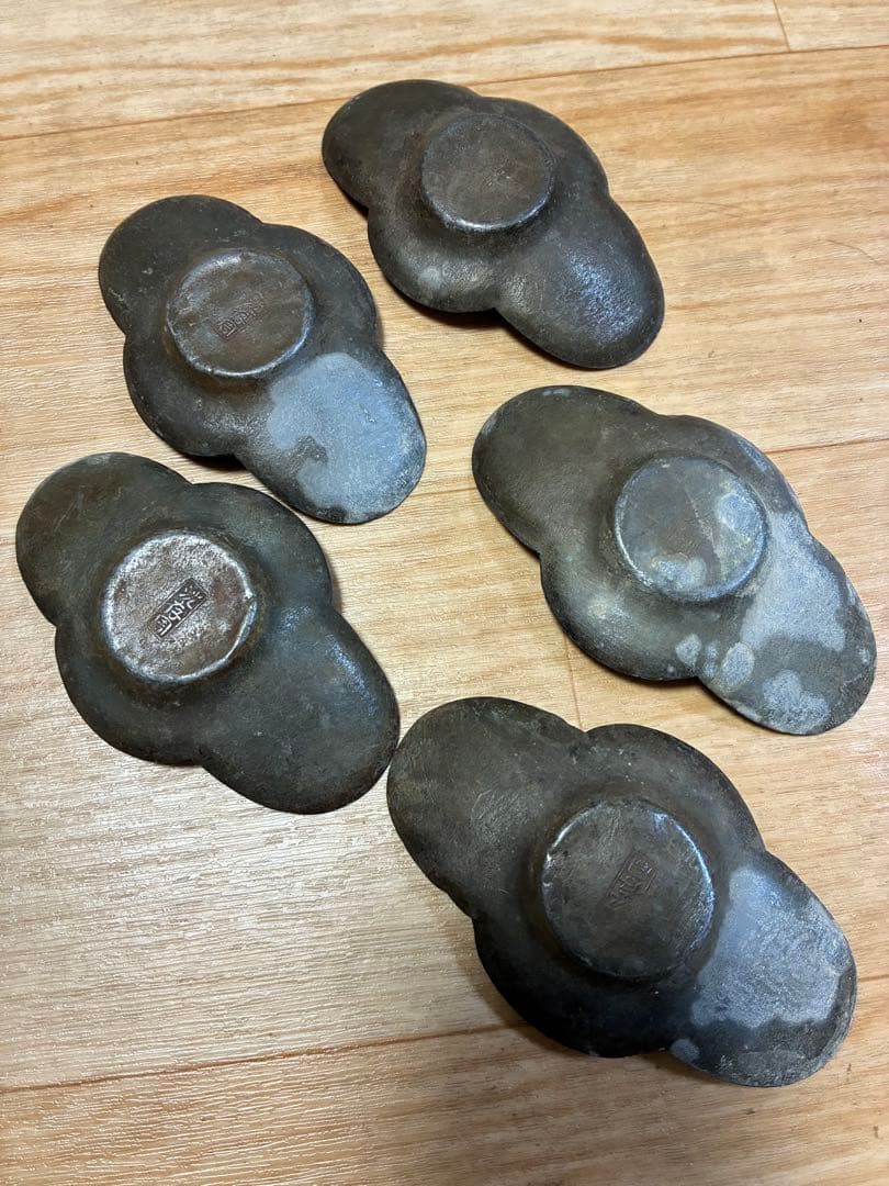 中国古錫茶托5枚　沈存周