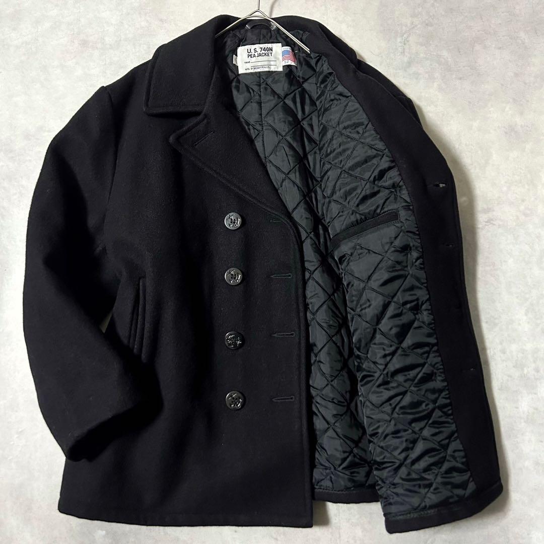 希少サイズ52 SCHOTT メルトンウール ピーコート 米国製 肉厚 ダブル