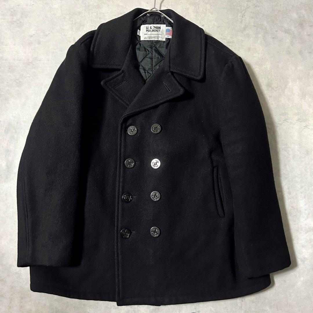 希少サイズ52 SCHOTT メルトンウール ピーコート 米国製 肉厚 ダブル