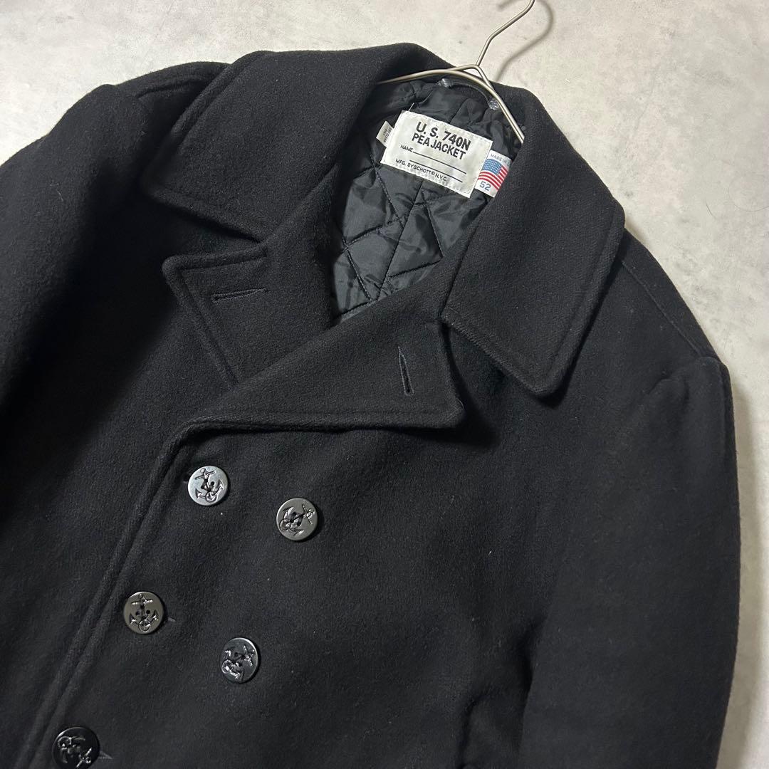 希少サイズ52 SCHOTT メルトンウール ピーコート 米国製 肉厚 ダブル