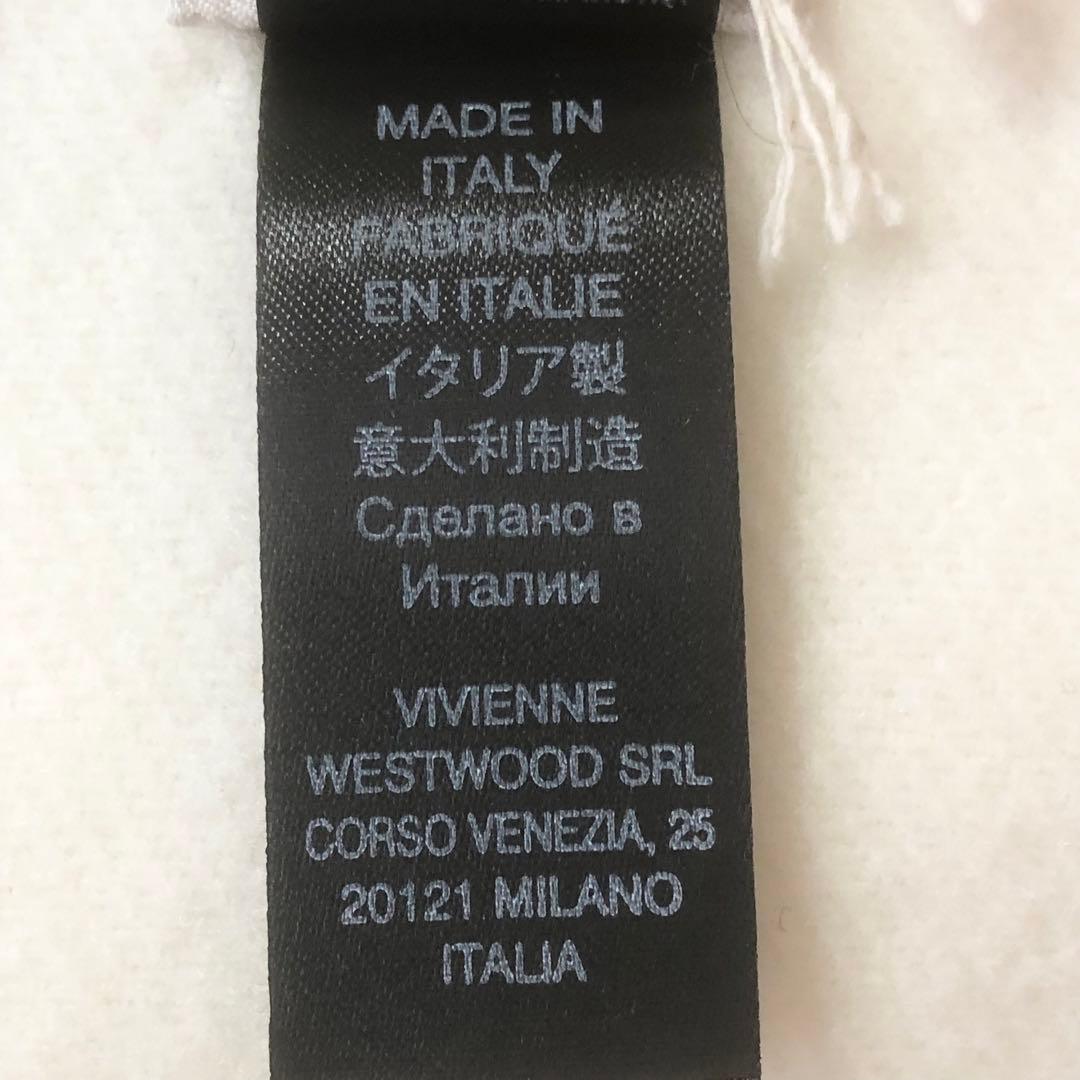 新品未使用 ヴィヴィアンウエストウッド ウールマフラー ロゴ刺繍 フリンジ 白