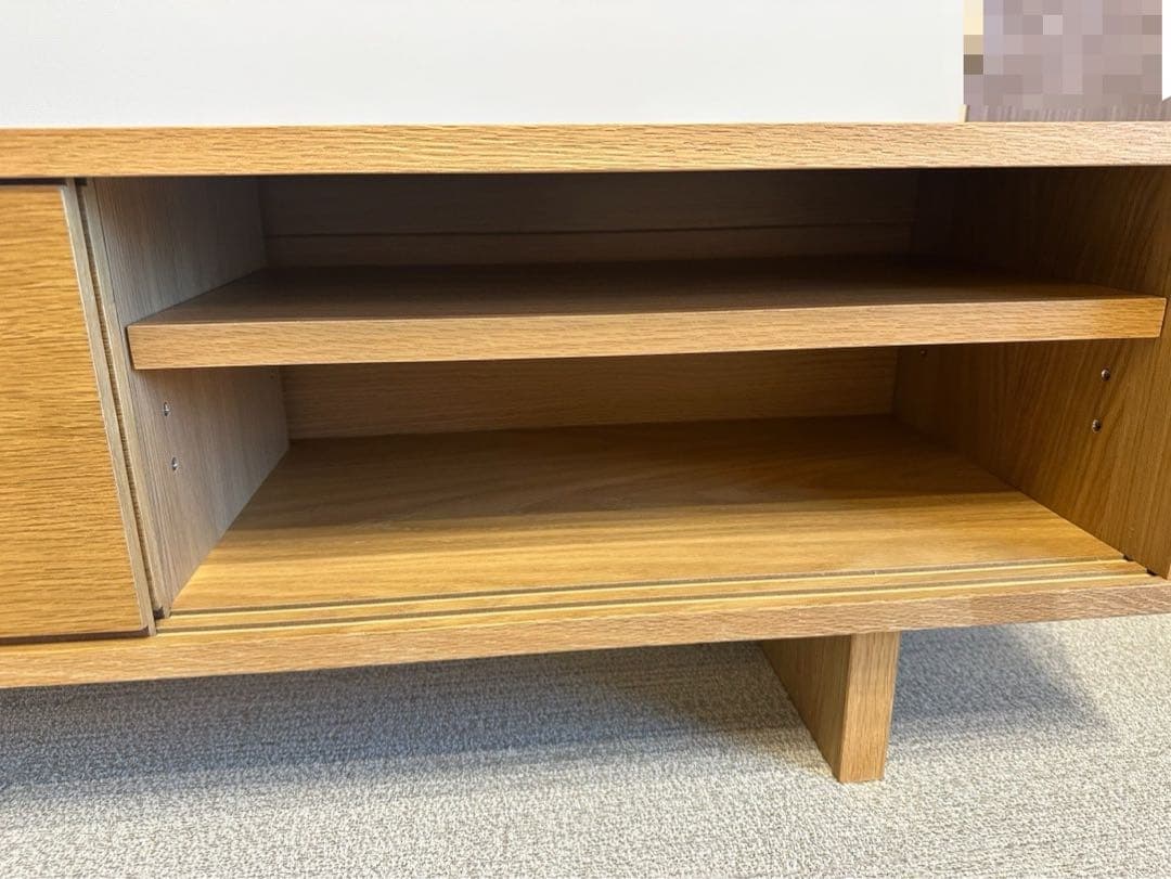 無印良品　【廃盤】テレビ台　オーク材AVラック薄型（引戸）・幅110cm