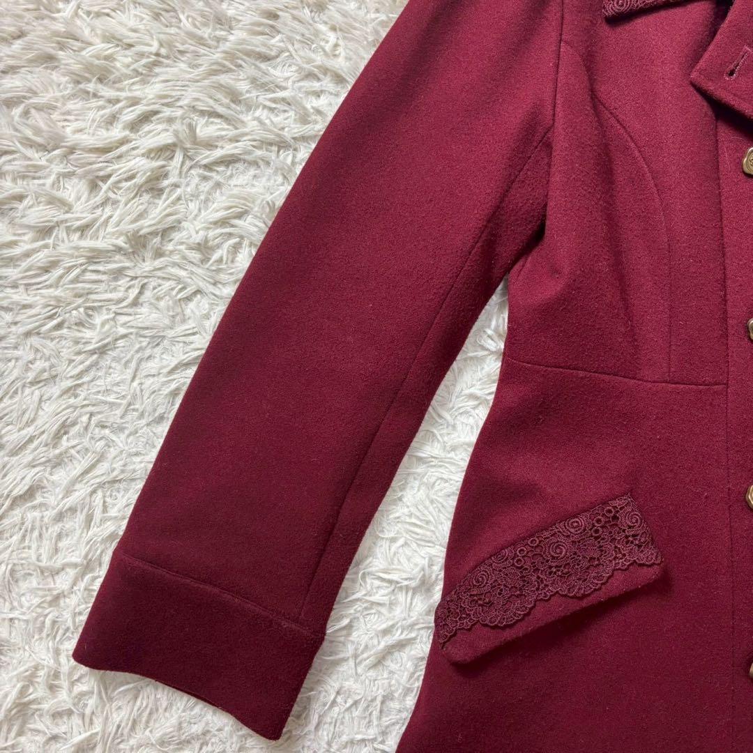 axes femme バッスル風ロングコート ワイン Mサイズ