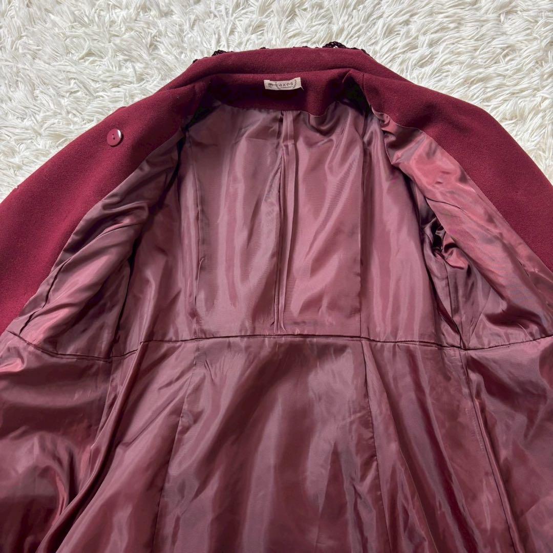 axes femme バッスル風ロングコート ワイン Mサイズ