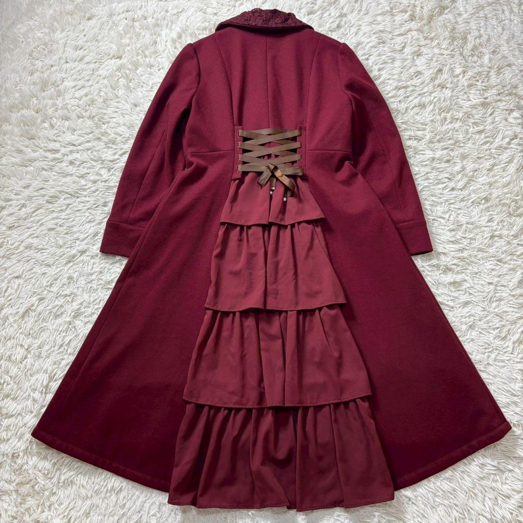 axes femme バッスル風ロングコート ワイン Mサイズ