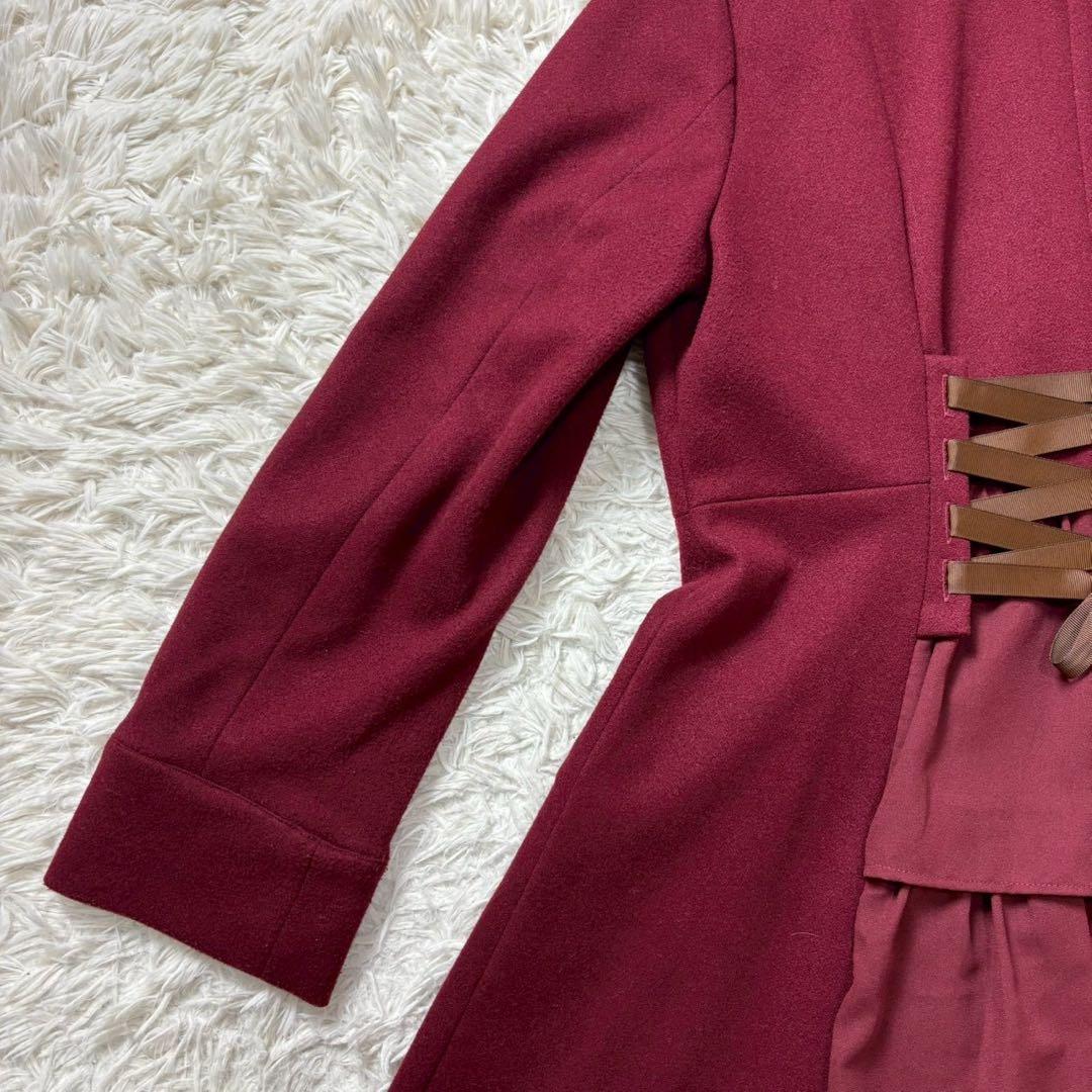 axes femme バッスル風ロングコート ワイン Mサイズ