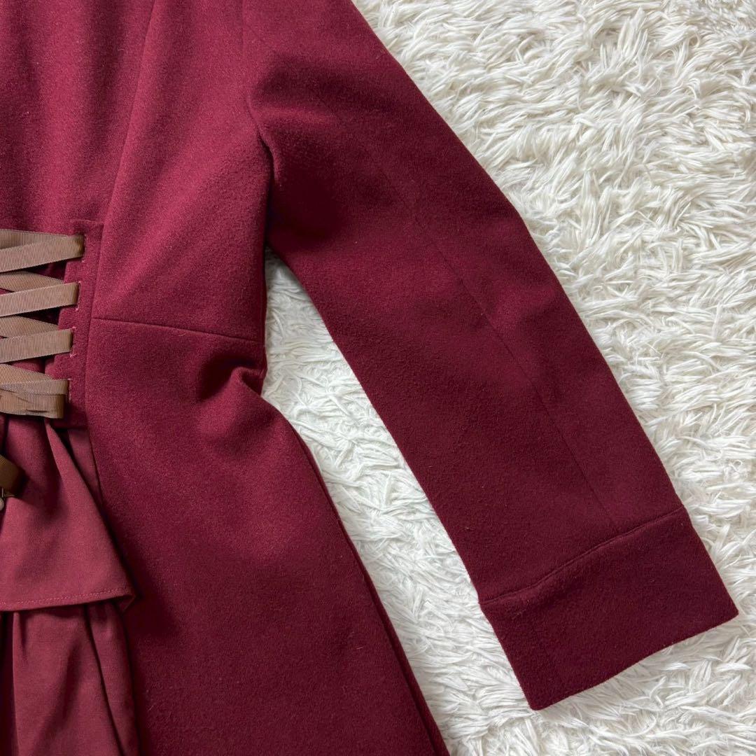 axes femme バッスル風ロングコート ワイン Mサイズ