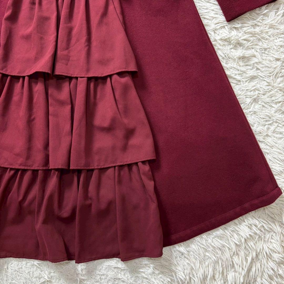 axes femme バッスル風ロングコート ワイン Mサイズ