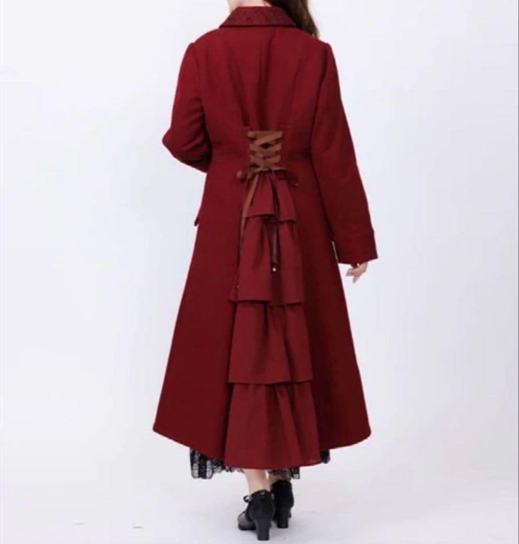 axes femme バッスル風ロングコート ワイン Mサイズ