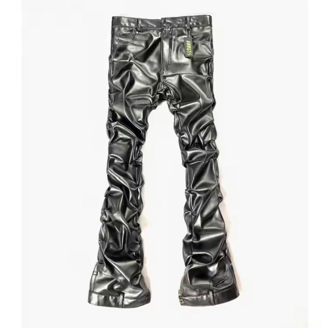 ★レザーパンツ★フレアパンツ ブラック モード ストリート y2k opium