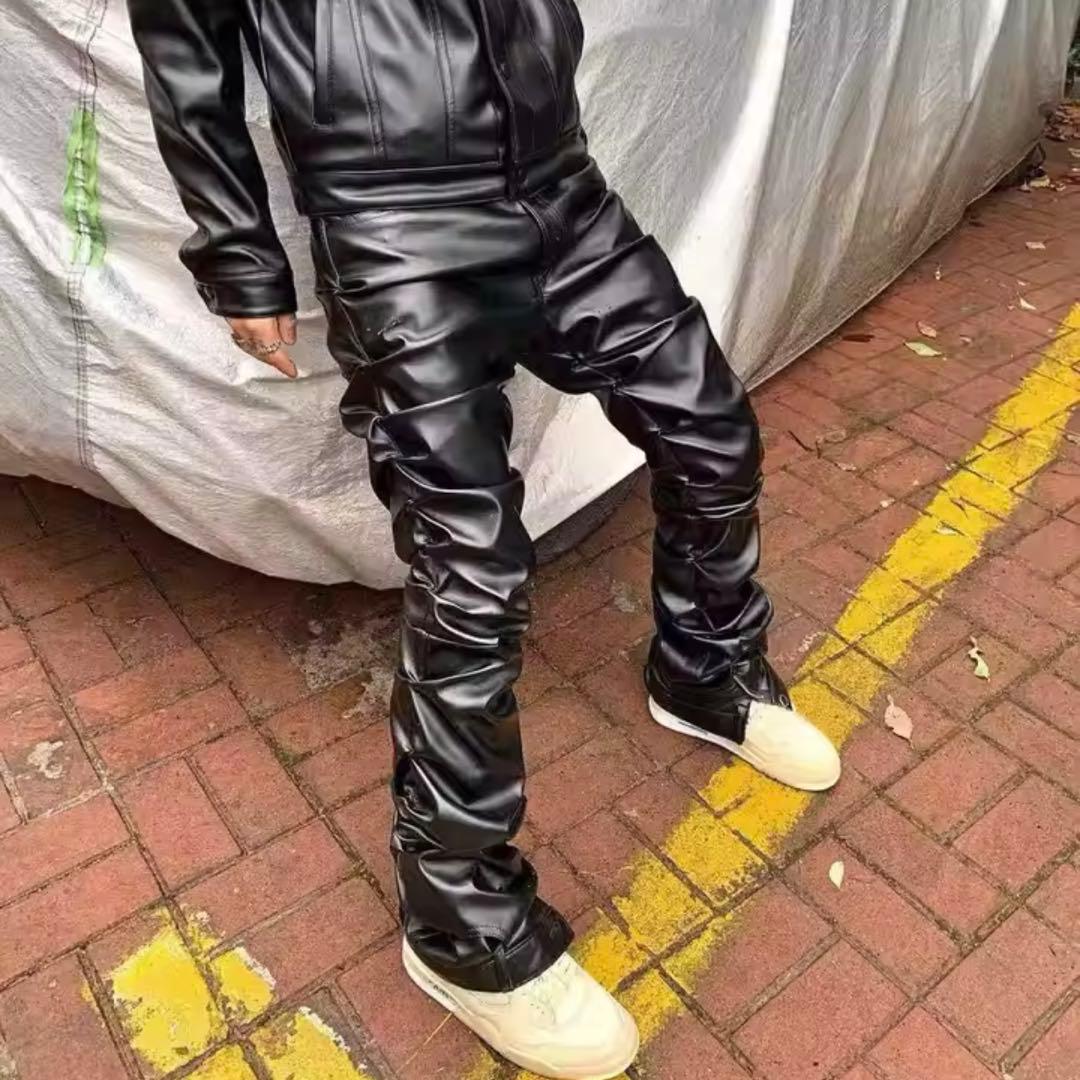 ★レザーパンツ★フレアパンツ ブラック モード ストリート y2k opium