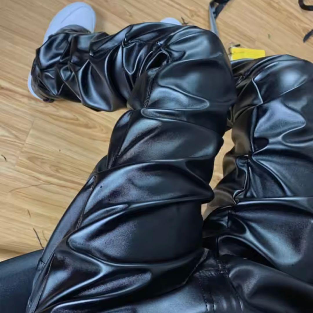 ★レザーパンツ★フレアパンツ ブラック モード ストリート y2k opium