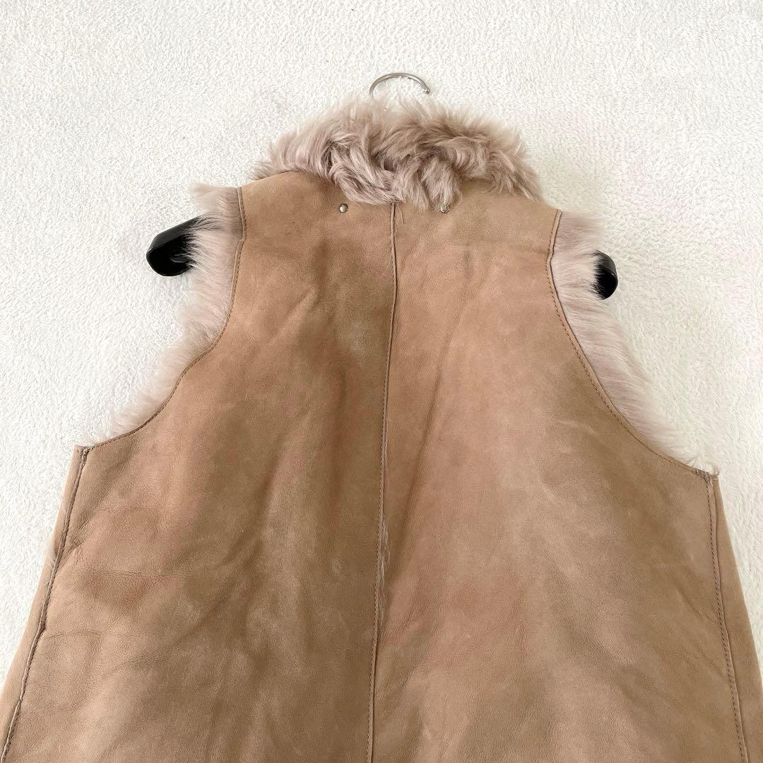 ★カールドノヒュー★高級ムートンベスト ジレ ブラウンS(ほぼフリーサイズ)