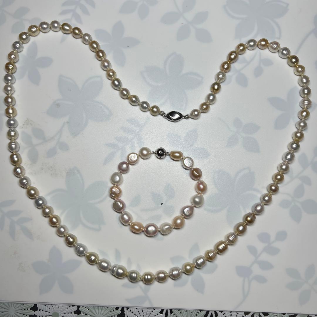 真珠 ネックレス ブレスレット セット