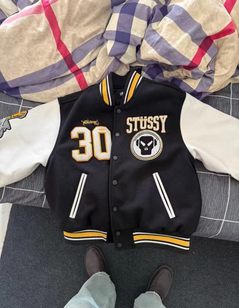 STÜSSY スタジャン サイズM 黒/白