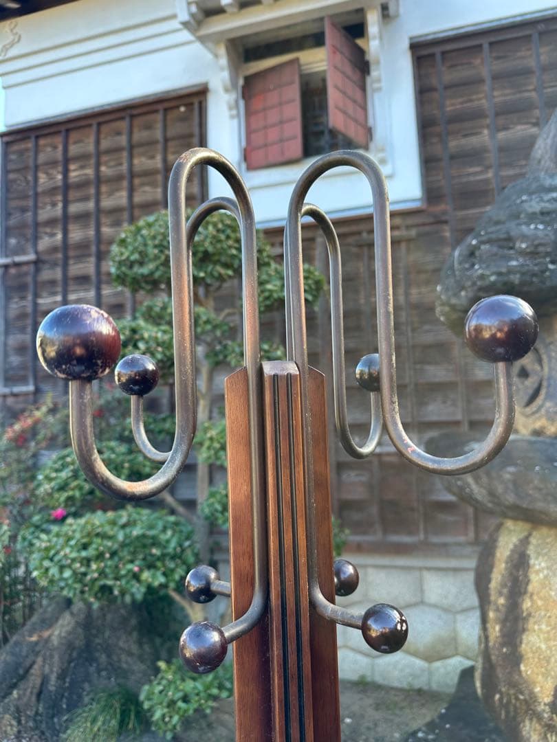 カリモク ポールハンガー ポールラック ハンガーラック 帽子掛け レトロ i4※