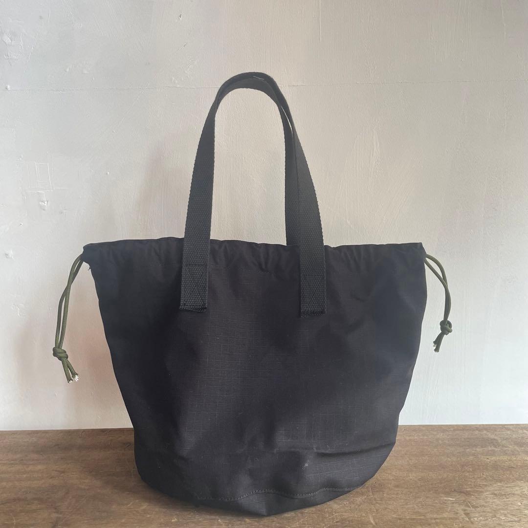 【巾着トートバッグ】ブラック/リップストップ　ミリタリー　USARMY