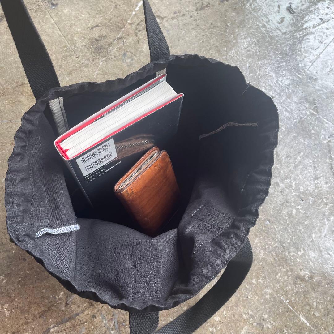 【巾着トートバッグ】ブラック/リップストップ　ミリタリー　USARMY