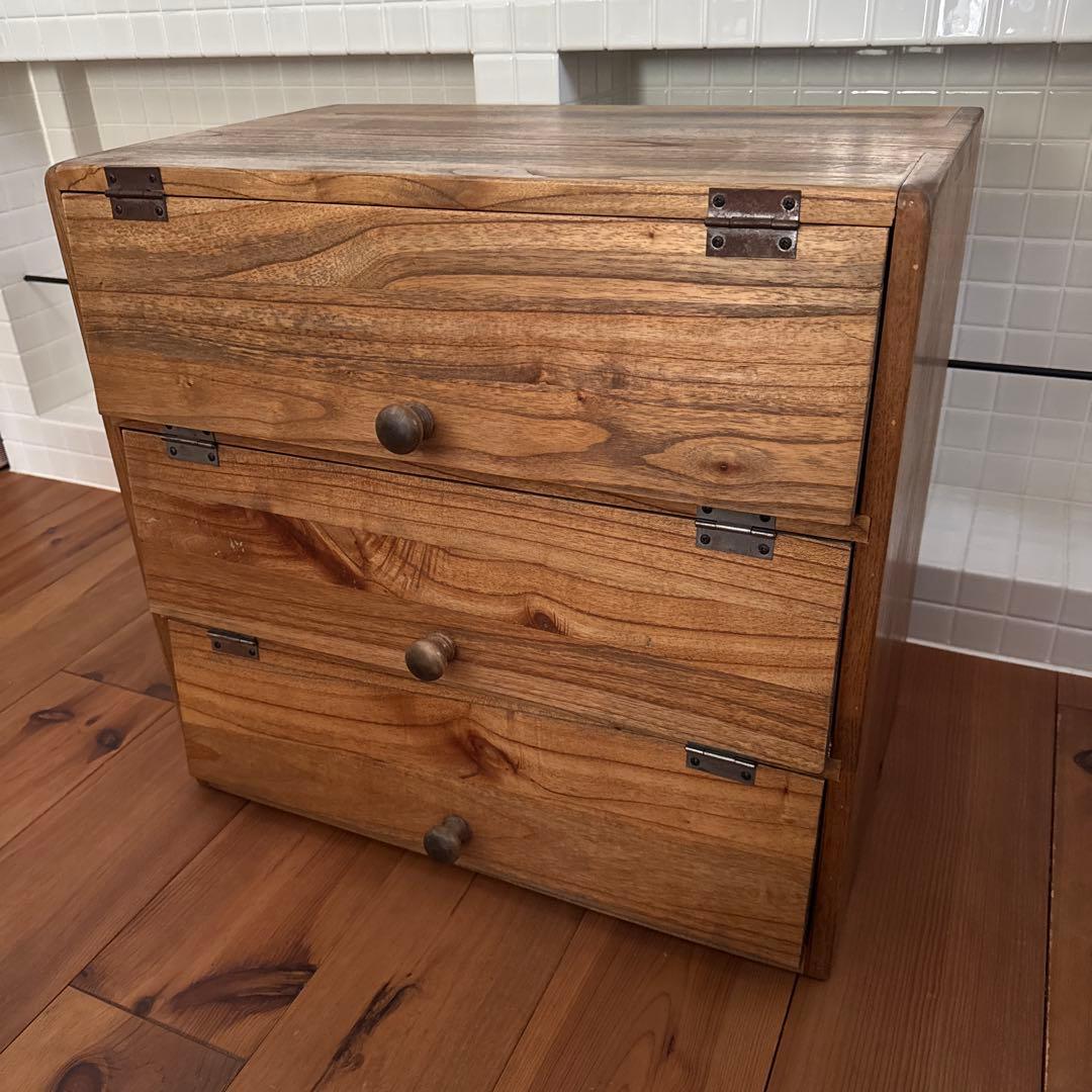 【最終】パタパタ棚　木製収納家具　三段収納棚　古道具　下駄箱　ヴィンテージ