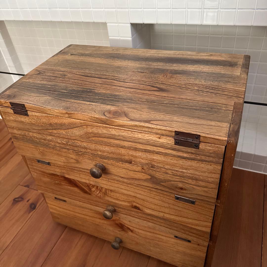 【最終】パタパタ棚　木製収納家具　三段収納棚　古道具　下駄箱　ヴィンテージ