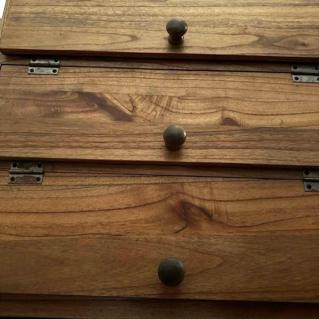 【最終】パタパタ棚　木製収納家具　三段収納棚　古道具　下駄箱　ヴィンテージ