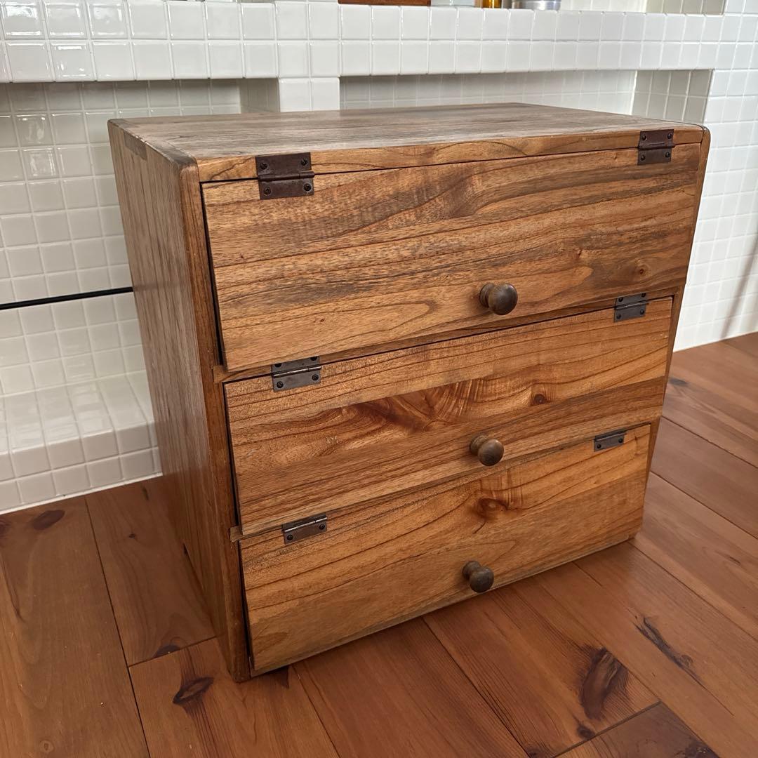 【最終】パタパタ棚　木製収納家具　三段収納棚　古道具　下駄箱　ヴィンテージ