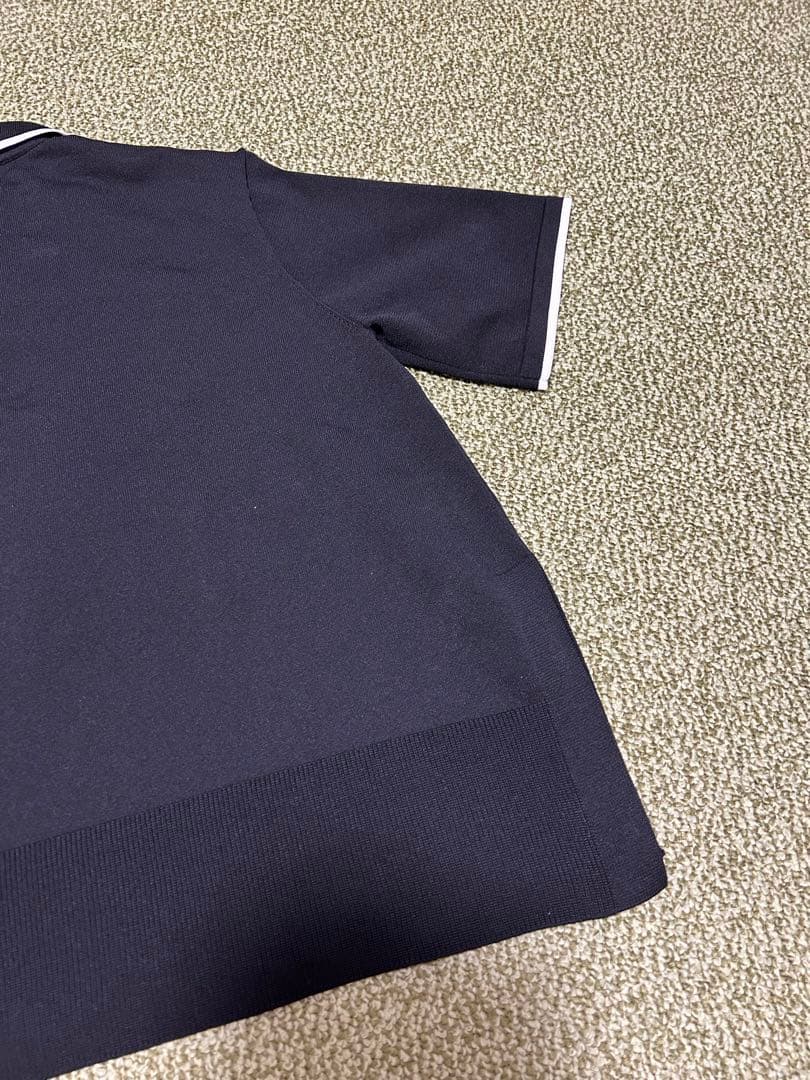 ユナイテッドアローズ　ブラックフリル付き半袖　ニットポロシャツ