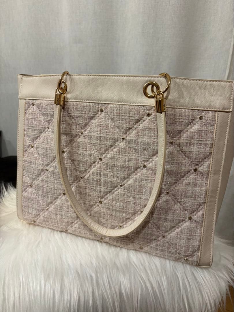 ロゼミューズ tweedquilting bigtote トートバッグ ピンク