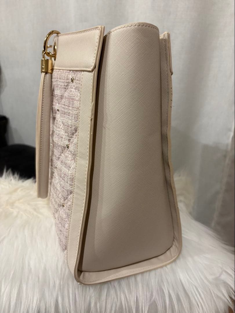 ロゼミューズ tweedquilting bigtote トートバッグ ピンク