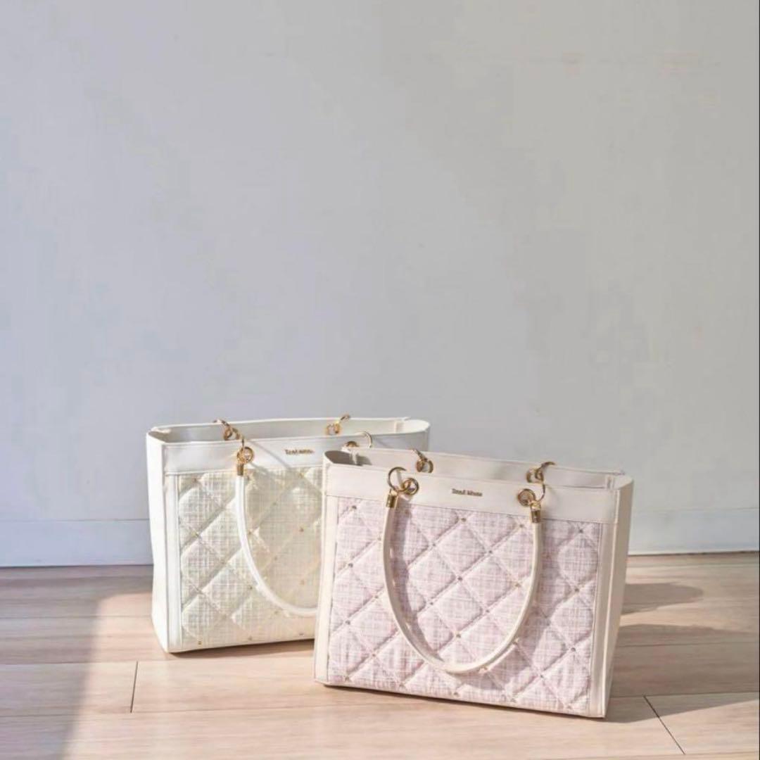 ロゼミューズ tweedquilting bigtote トートバッグ ピンク