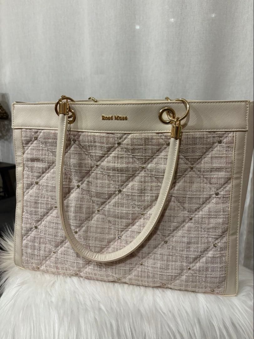 ロゼミューズ tweedquilting bigtote トートバッグ ピンク