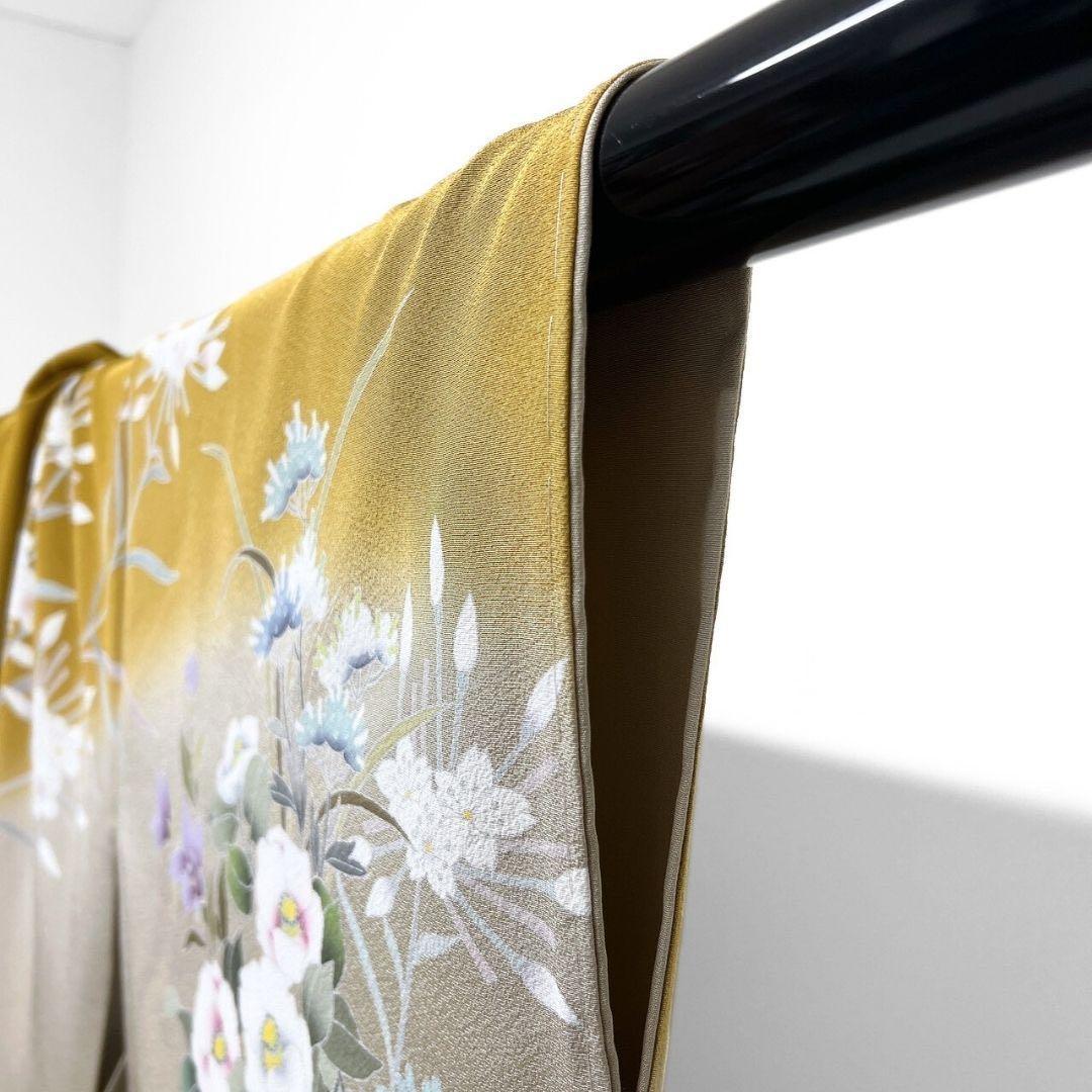 未着用　京友禅　牡丹　百合　花模様　訪問着　着物　093w p