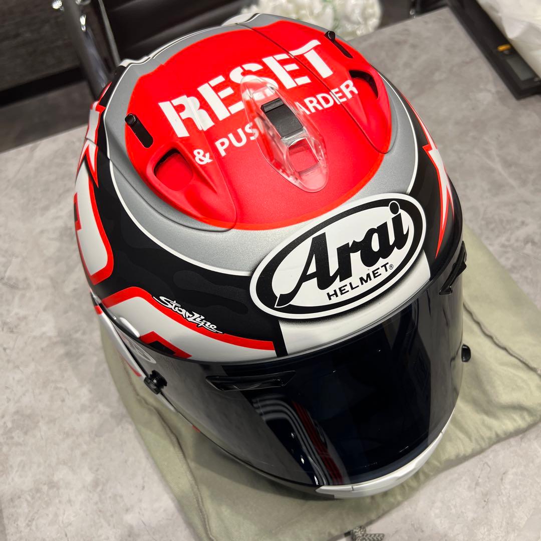 Arai R75 RX-7Vフルフェイスヘルメット 赤黒ニッキーヘイデンレプリカ