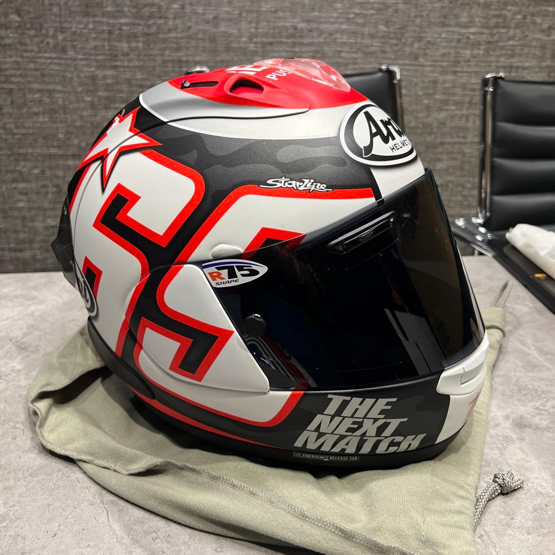 Arai R75 RX-7Vフルフェイスヘルメット 赤黒ニッキーヘイデンレプリカ