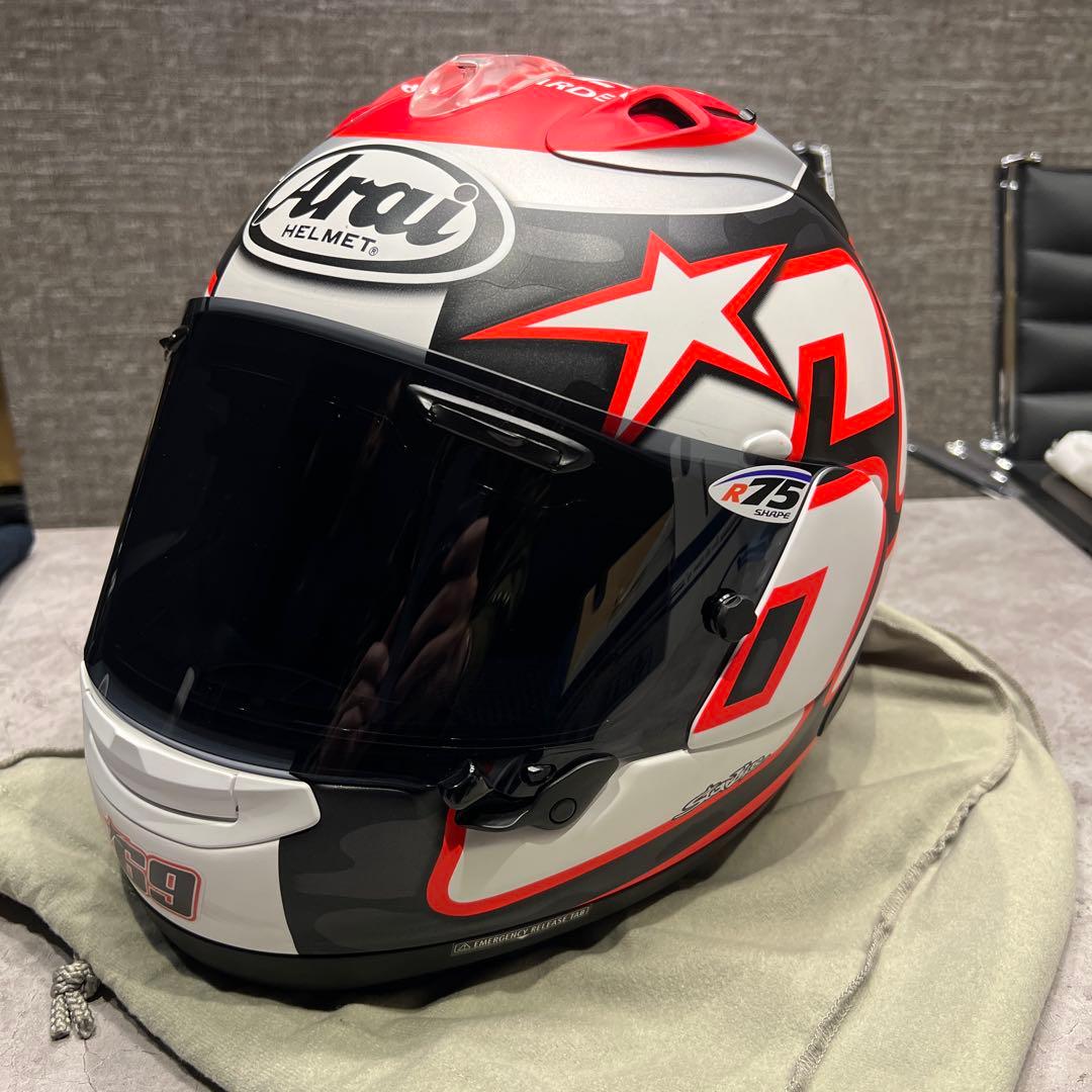 Arai R75 RX-7Vフルフェイスヘルメット 赤黒ニッキーヘイデンレプリカ