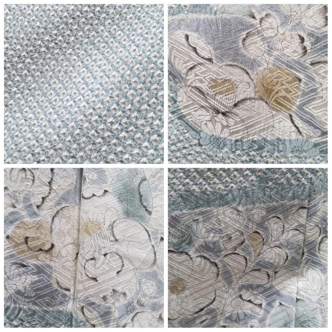 A5◆着物くつろぎ 総絞り 霞に辻が花 水色 白 袷 正絹 訪問着 着物