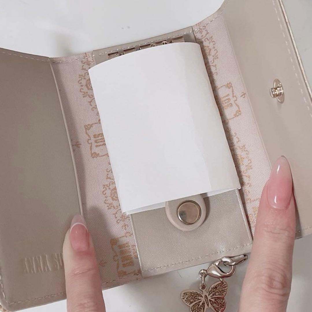 新品 ANNA SUI キーケース ベージュ ローズハート 箱付き アナスイ