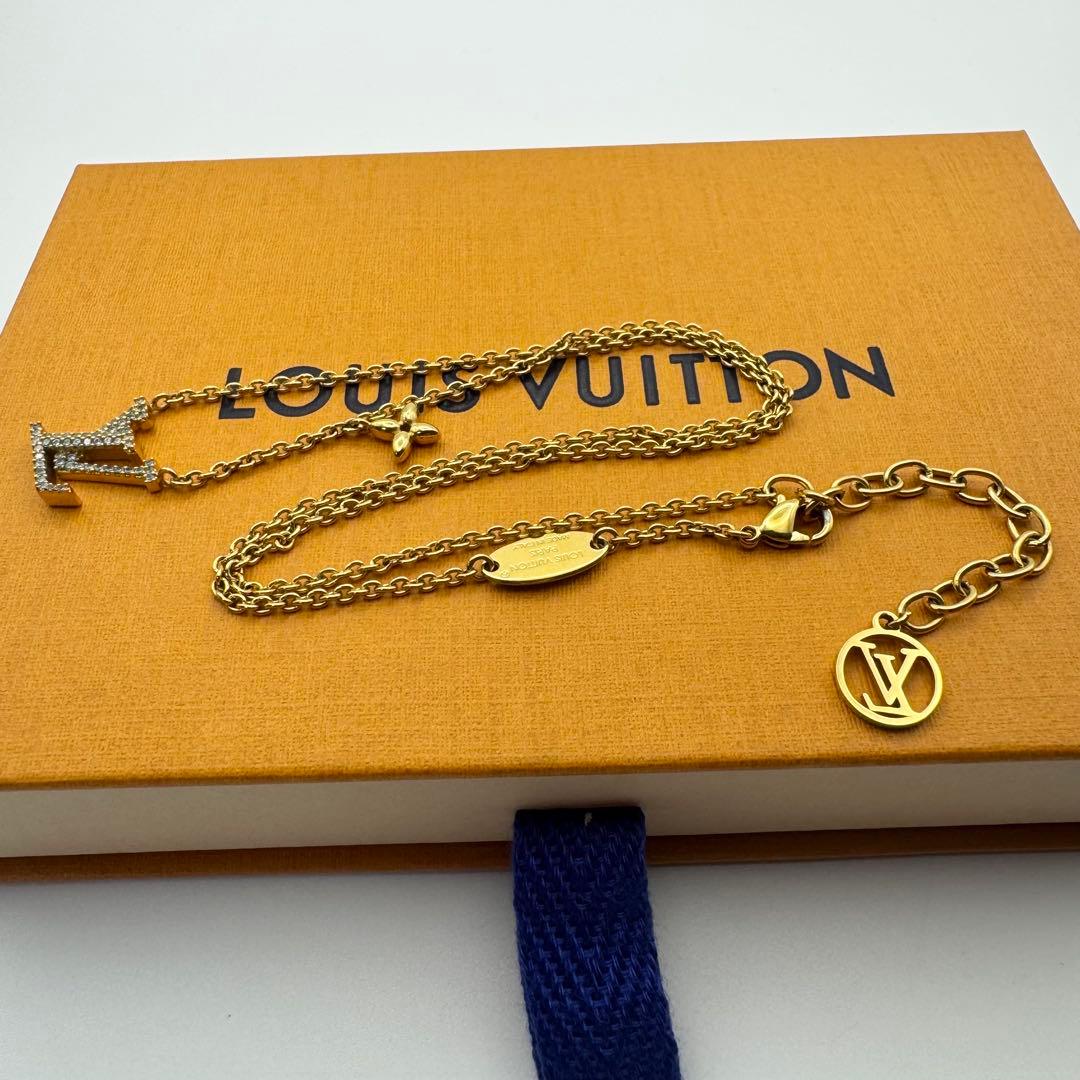 【美品】ルイヴィトン ネックレス LV アイコニック ゴールド ラインストーン