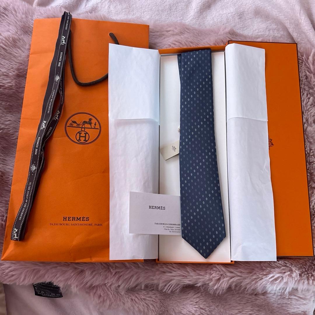 エルメスネクタイ　新品未使用　ネイビー
