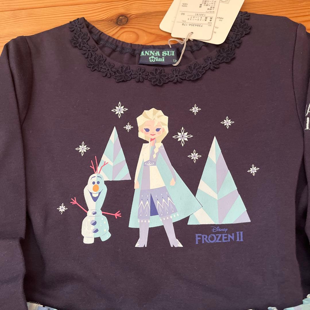 新品タグ付♡ANNA SU mimi♡アナ雪エルサ切り替えチュールワンピ 130