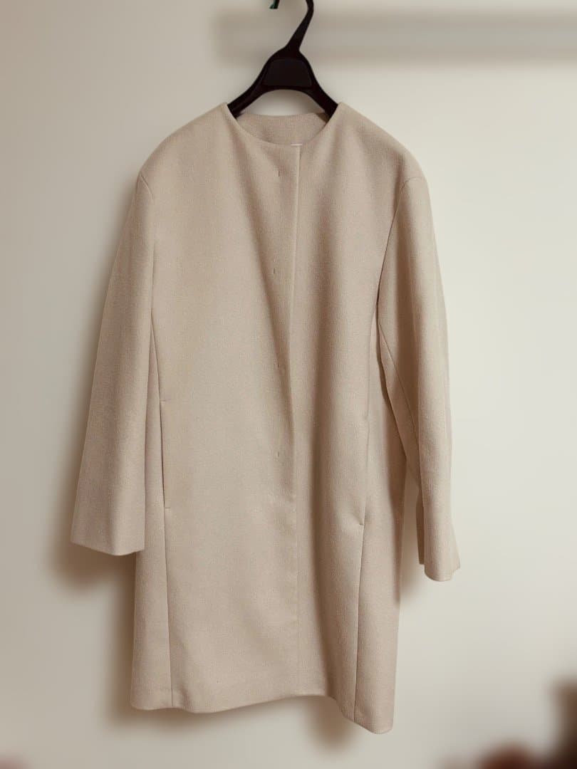 【未使用品】23区 ウールカシミア ノーカラーコート サイズ38 ピンクベージュ