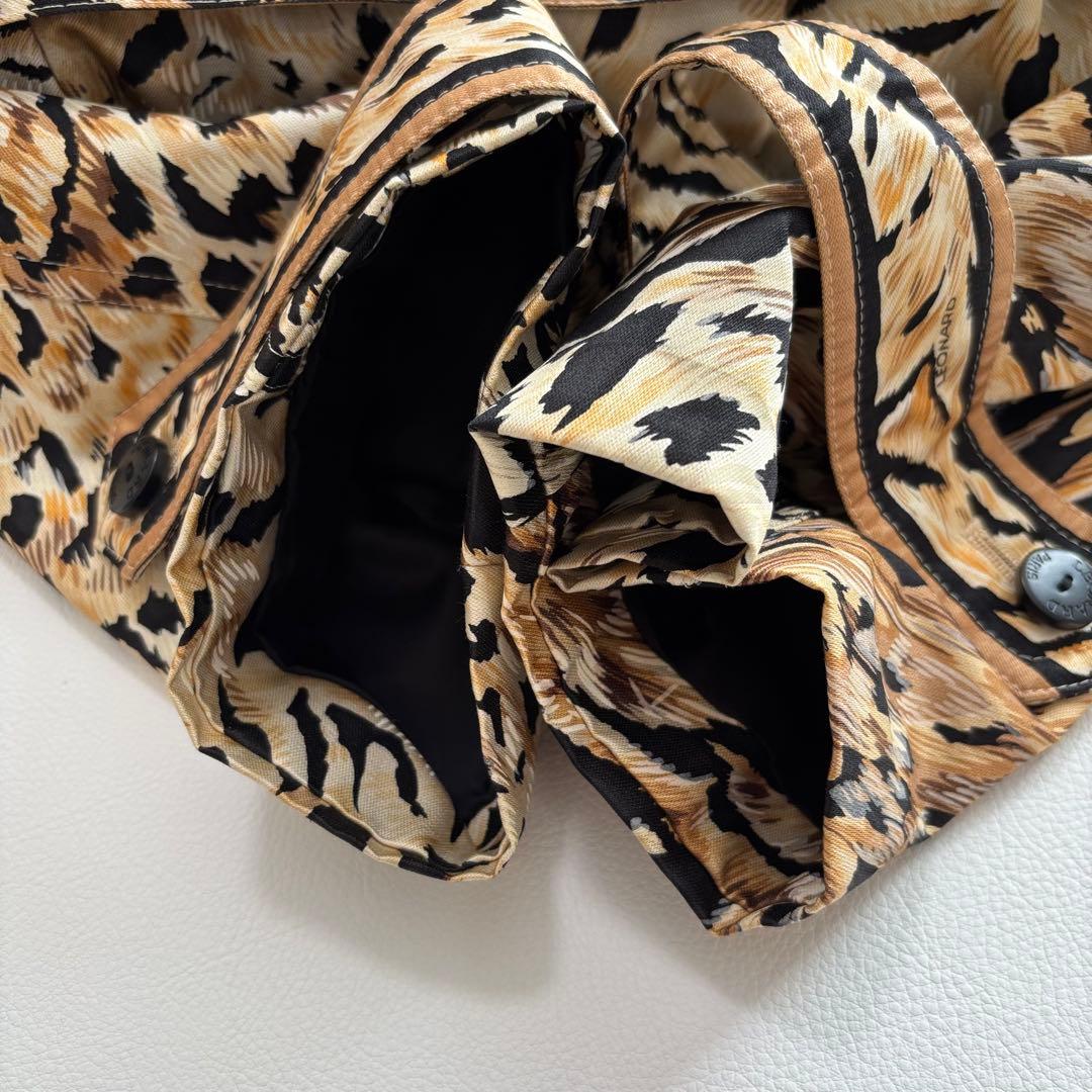 美品 レオナール シルクウール トレンチコート ライナー L レオパード柄