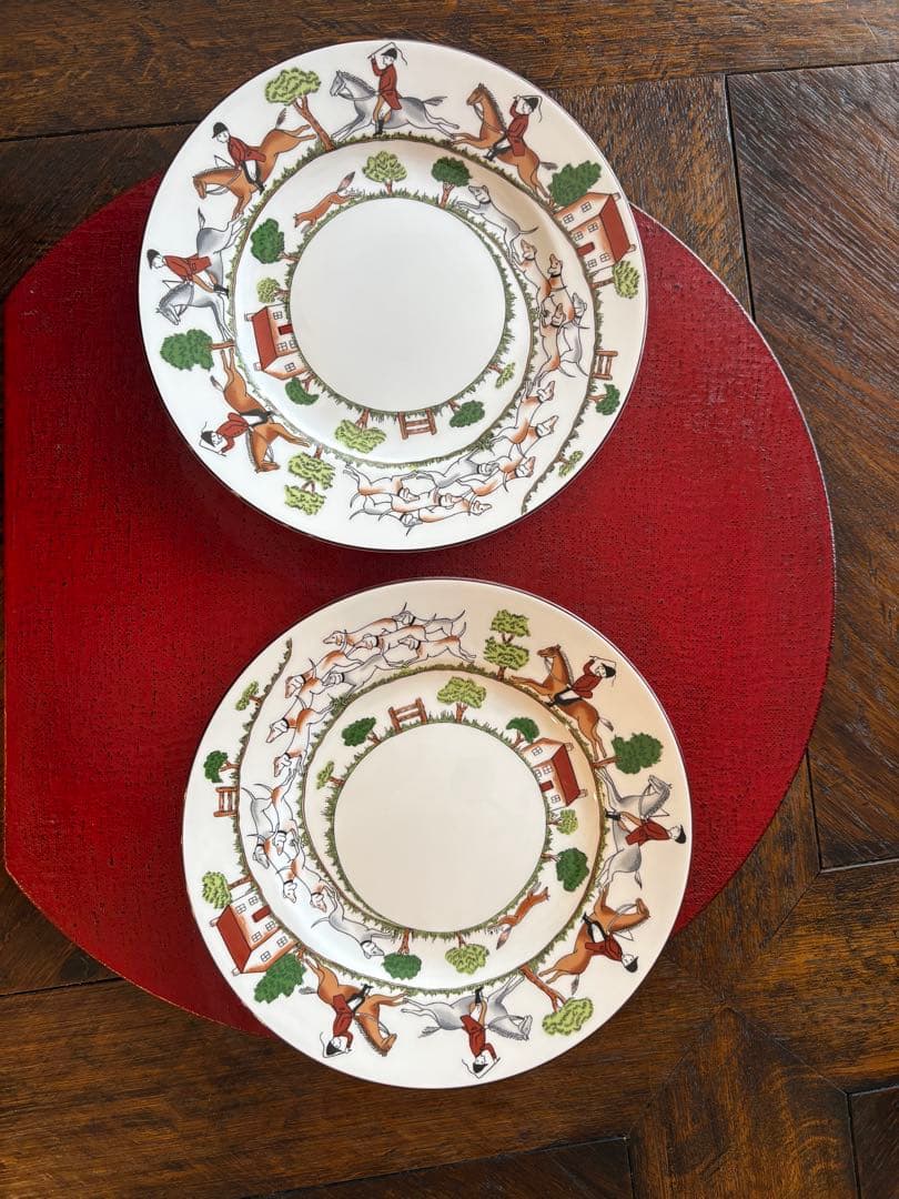ハンティングシーン　プレート20.５cm２枚 こだますいか