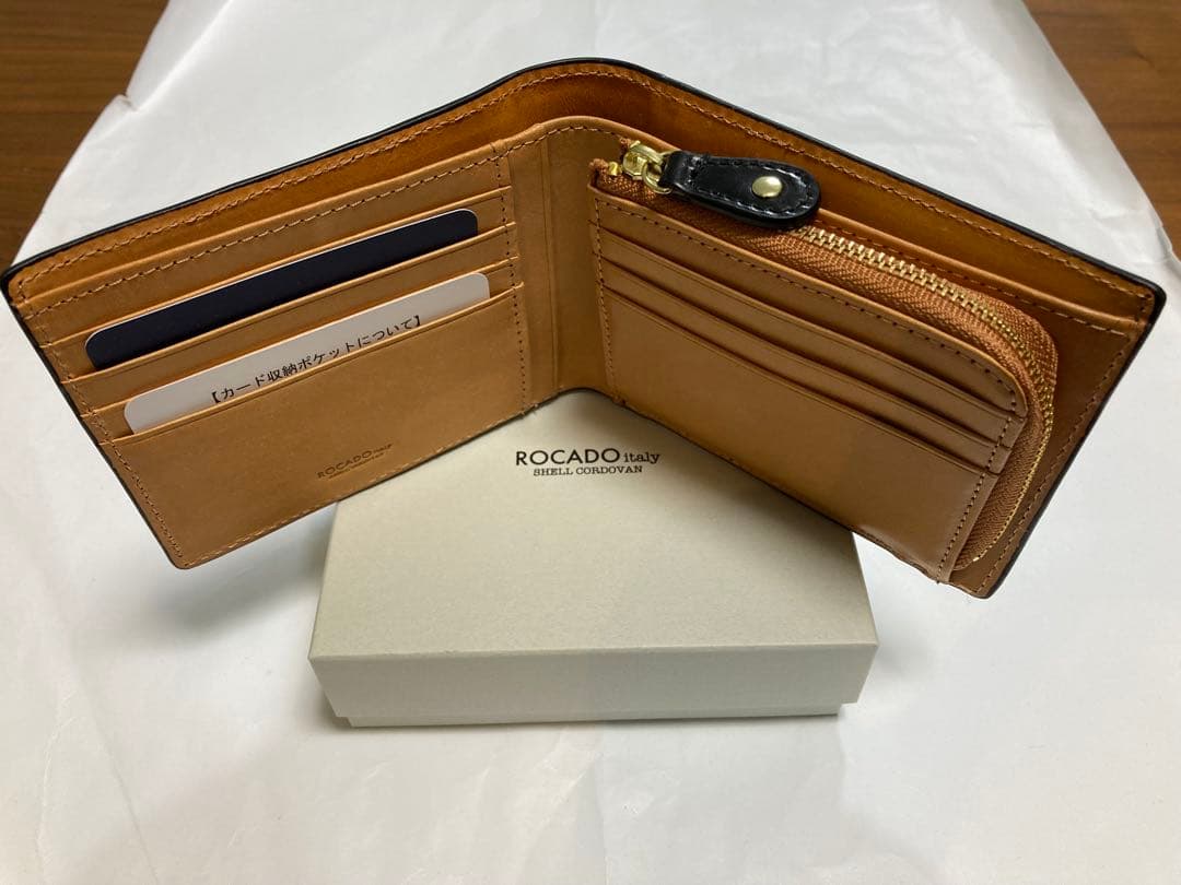 【未使用新品】ロカド シェルコードバン 二つ折り財布 ブラック 箱付き
