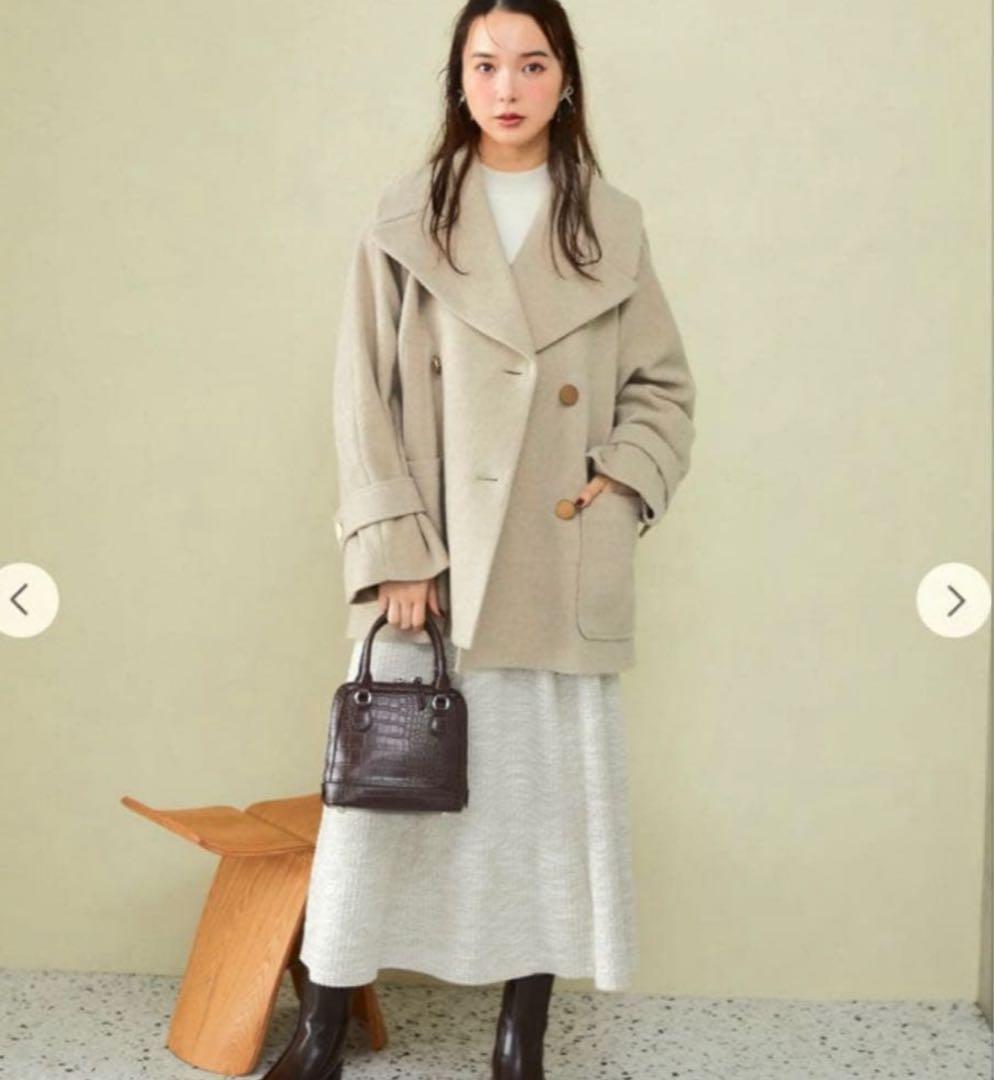 COCODEAL インペリアルモッサショートPコート　ベージュ