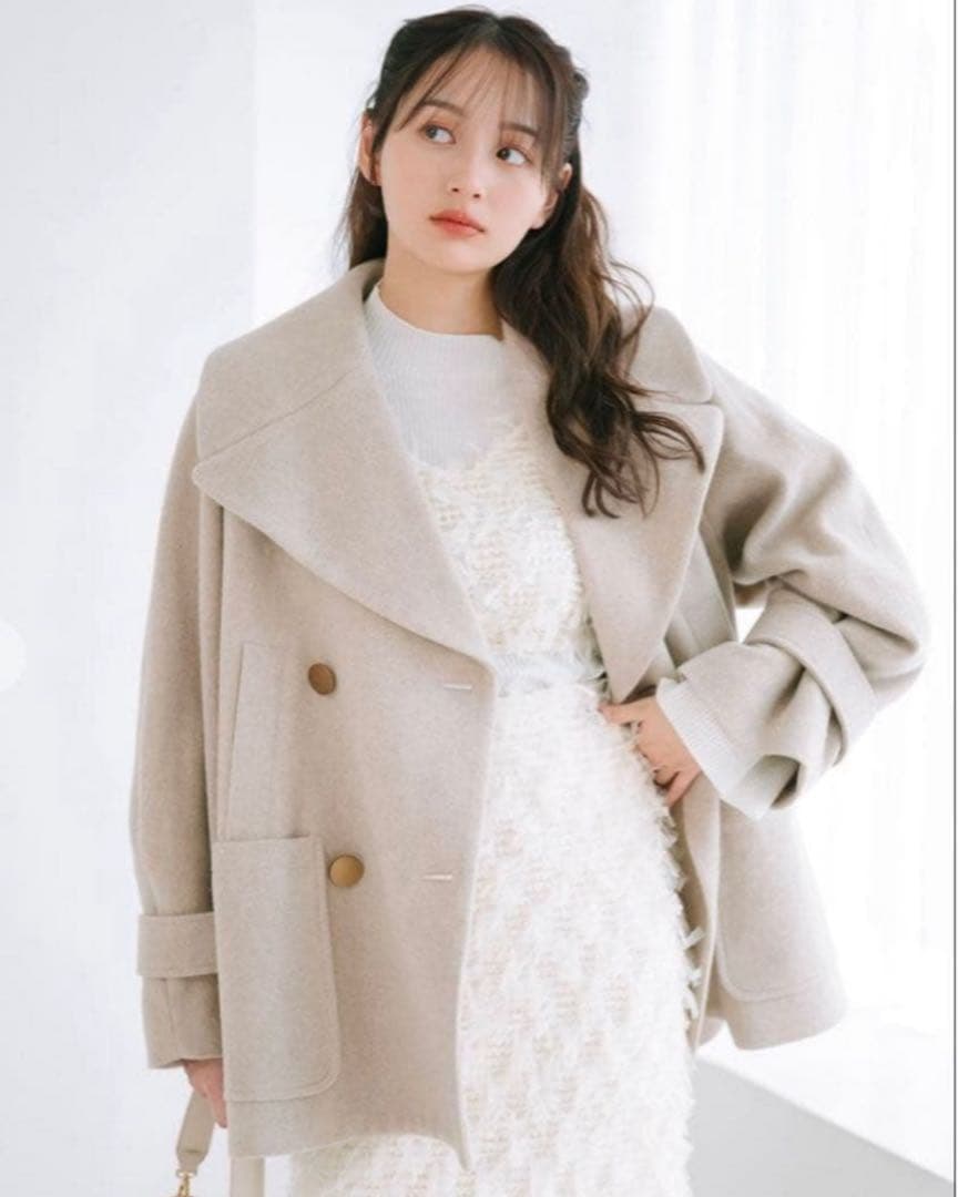 COCODEAL インペリアルモッサショートPコート　ベージュ