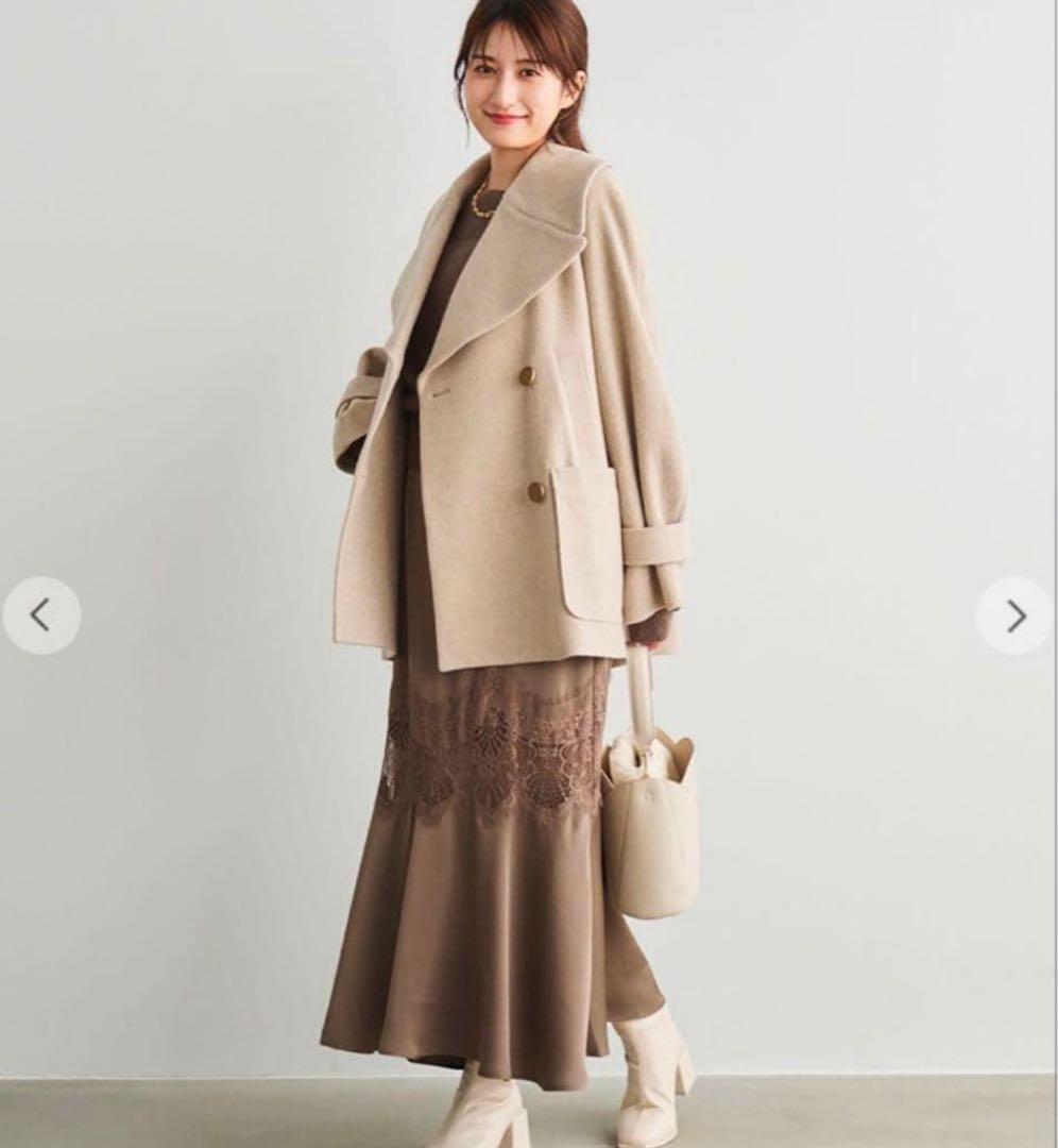 COCODEAL インペリアルモッサショートPコート　ベージュ